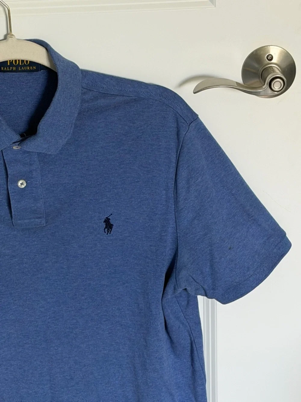 Polo by Ralph Lauren Men's Blue Custom Slim Fit Mesh Polo Medium 39812